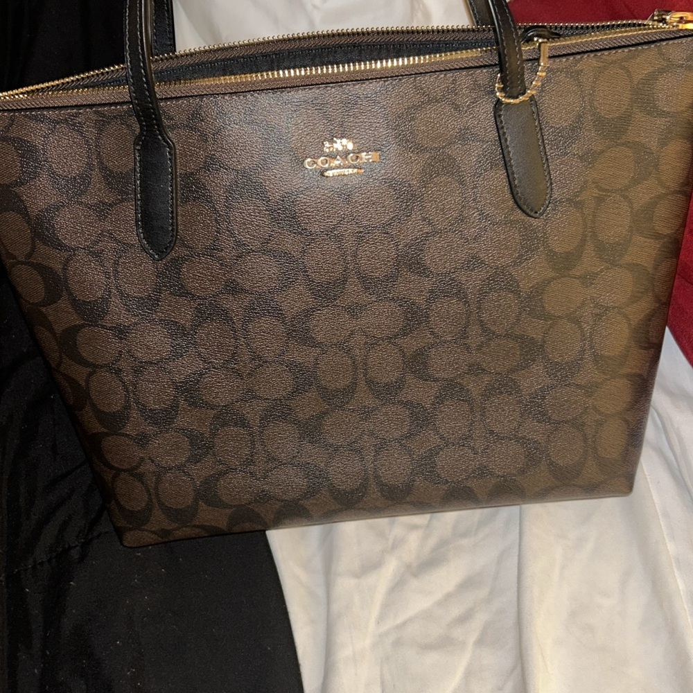 Coach Dark Brown Signature Tote